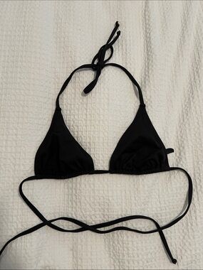 SKIMS Black Triangle Bikini Top with Classic Tie